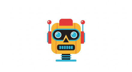 Fototapeta premium A charming and retroinspired robot head, featuring a square design and vibrant colors