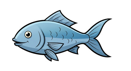 Obraz premium Whimsical Blue Fish Illustration Capturing Aquatic Delight Isolated on Transparent Background