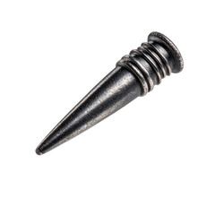 Dark, metallic, pointed object, tapered shape, intricate detailing