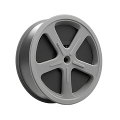 Obraz premium Gray wheel with five spokes. Simple, circular design. Solid rim. Flat, 3D rendered