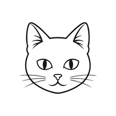 Adorable Feline Avatar Graphic. A charming monochrome sketch of a domestic animal's visage. This elegant outline embodies calmness, ideal for design elements or pet themes.