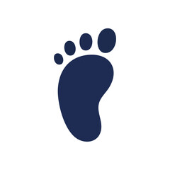 Blue Footprint Symbol. Stylized deep azure footmark on a dark backdrop. Signifies journey, progress, and personal identity. Ideal for health, travel, or ecological use.