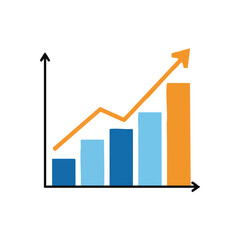 Obraz premium Growth Bar Chart Icon. Illustrates financial increase and business progress with an upward trend. This visual symbolizes success, achievement, and positive market advancement.