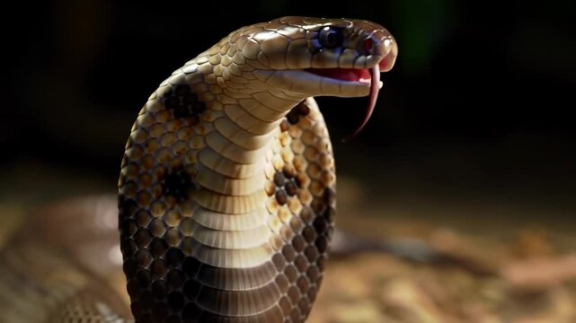 Majestic Cobra A Close-Up Look at the Indian Cobra's Striking Hood and Features