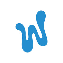 Blue Fluid Wave Symbol. An undulating azure form, artfully crafted, presents a dynamic, modern abstract graphic against a deep dark background. This shape evokes energy and motion.