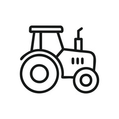 Farm Tractor Outline Icon. A minimalist black and white vehicle rendering. It represents agricultural labor, cultivation, and the heart of rural sustenance.