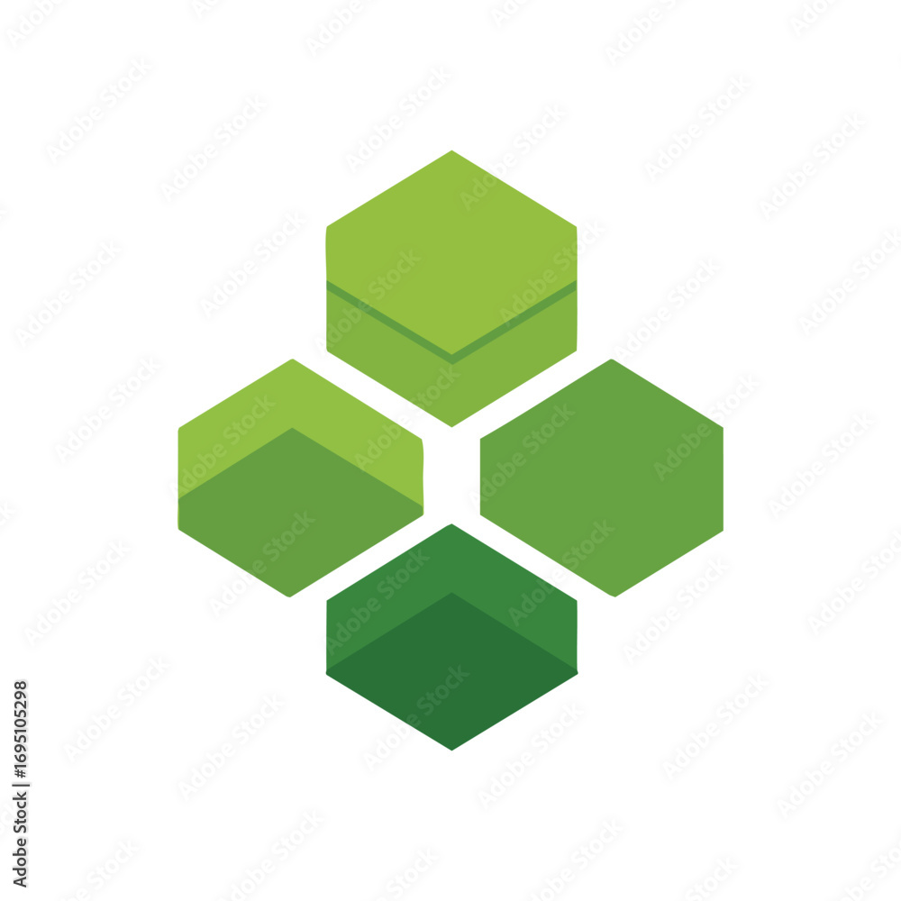 Poster green hexagonal grid display. an abstract arrangement of multiple vibrant polyhedrons. this modern v