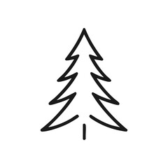 Evergreen Tree Outline Symbol. A clean, simplified graphic representing woodland and festive occasions. This versatile element evokes a sense of tranquility and natural beauty.