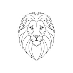 Majestic Lion Head Line Art Design. This bold illustration captures the essence of a powerful feline. Its clean, stylized rendition conveys strength and leadership, ideal for diverse branding.