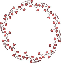 Ilustra&ccedil;&atilde;o de guirlanda floral com folhas em formato de cora&ccedil;&atilde;o