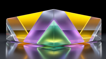 Modern abstract geometric prism with vibrant colors