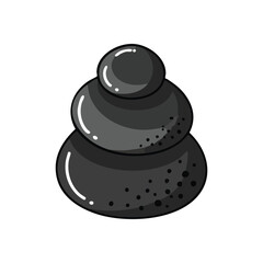 Stacked Zen Stones Icon Illustration. A clean graphic of three smooth, dark pebbles carefully arranged. This artwork embodies harmony, serenity, and a calming presence for wellness concepts.
