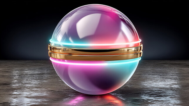 Futuristic glowing orb with gold accents - Powered by Adobe