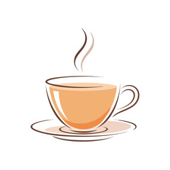 Steaming Hot Beverage Icon. A simple, elegant vector graphic of a warm drink in a delicate vessel with rising vapor. Evokes comfort, relaxation, and peaceful moments.