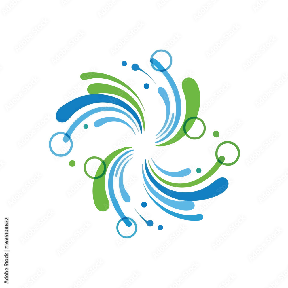 Aufkleber vibrant abstract flowing pattern. this creative artwork features dynamic azure and emerald elements,