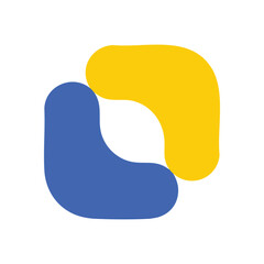 Dynamic Fluid Interconnected Forms. Vibrant abstract design featuring organic blue and golden elements seamlessly uniting. This contemporary graphic symbolizes partnership, flow, and digital.