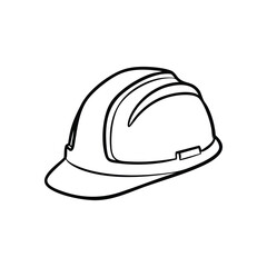 White Hard Hat Construction Symbol. Clean graphic of a personal protective headwear item. Signifies safety, building work, and occupational security. Perfect for industrial designs.