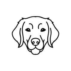Loyal Canine Head Illustration. A gentle white outline of a pet's face on a dark background, representing enduring friendship and devotion. Ideal for animal themes.