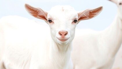 Fototapeta premium Cute white baby goat