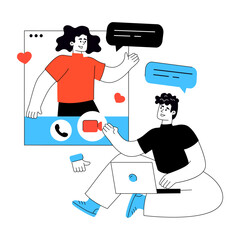 A flat design illustration of facechat