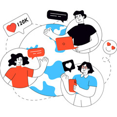 Vector design of global social chatting