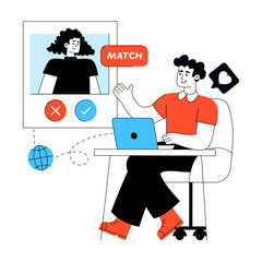 Creative design illustration of online profile checking