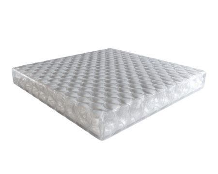 A square, quilted mattress topper.  Soft, white material.  Raised diamond pattern.  High-quality,  close-up view