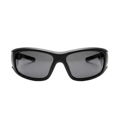 Fototapeta premium A single pair of cutting-edge matte black tactical glasses with impact-resistant polymer frame and smoke grey shatterproof lenses, isolated on transparent, safety equipment concept