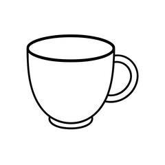 Outline drawing of a coffee teacup object on transparent background