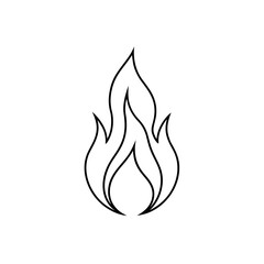 Simple outline drawing of a fire flame on transparent background