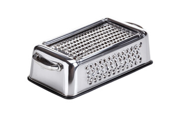 Rectangular stainless steel grater with handles and perforated top