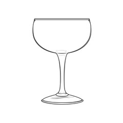 Linear wine glass illustration, ideal for restaurant menu design, bar decoration, party invitations, minimal style icons, and elegant drinkware vector art