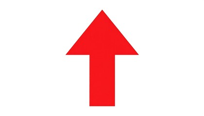 Fototapeta premium A simple, bold red upward-pointing arrow against a plain white background.