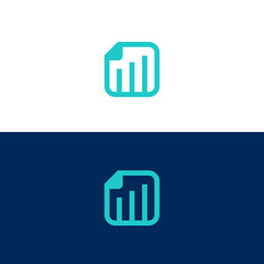 Finance Report Logo – Document Icon with Bar Chart for Business and Accounting