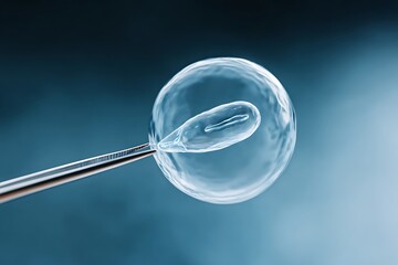A micro-pipette injecting a sperm cell into an egg, symbolizing IVF, reproductive technology, and fertility. Perfect for medical and scientific content, clinics, and health blogs.