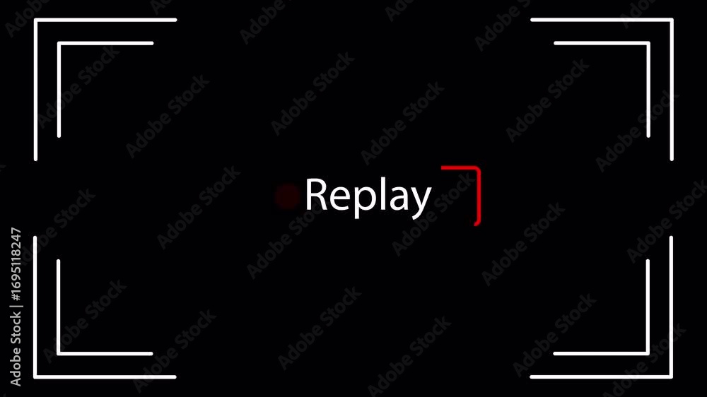 Poster vintage replay frame animation for video camera and camcorder recording. retro video editing templat