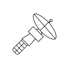 Outline drawing of a satellite antenna icon on transparent background