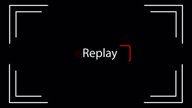 Vintage replay frame animation for video camera and camcorder recording. Retro video editing template for VHS-style overlays and old film playback effects