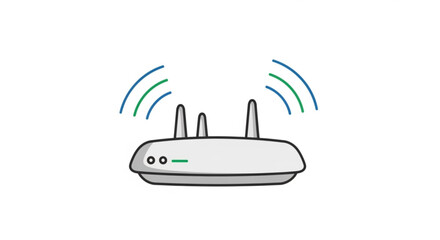 Wireless router icon, representing network connectivity and modern communication technology