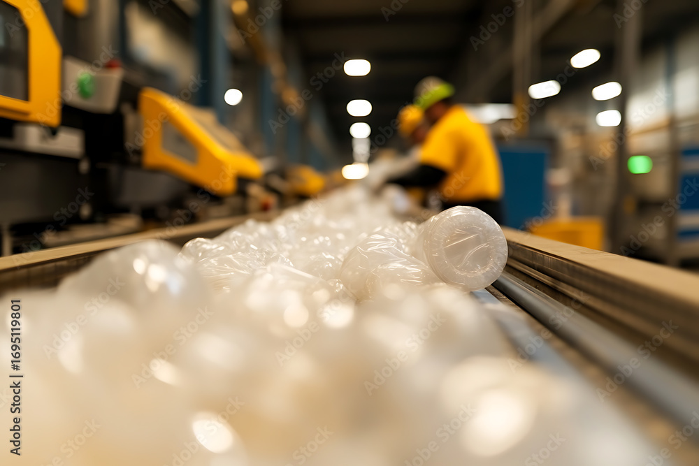 Aufkleber bottles on conveyor: streamlining efficiency in product transport. manufacturing process showcasing 