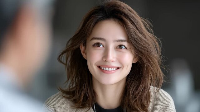 Close-up of a confident smiling businesswoman