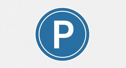 Blue parking sign with letter p for traffic and transportation regulation
