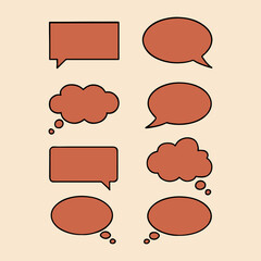 Speech and Thought Bubble Set 8 Reddish Brown Vector Icons in Varied Comic Styles for Dialogue and Idea Representation Speech Icon Collection of Comic Style 