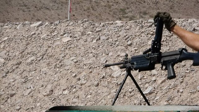 Man Fires Machine Gun at Gun Range in Las Vegas During Sunny Day