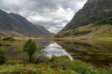 Reflective view  travelling in the Scottish Highlands