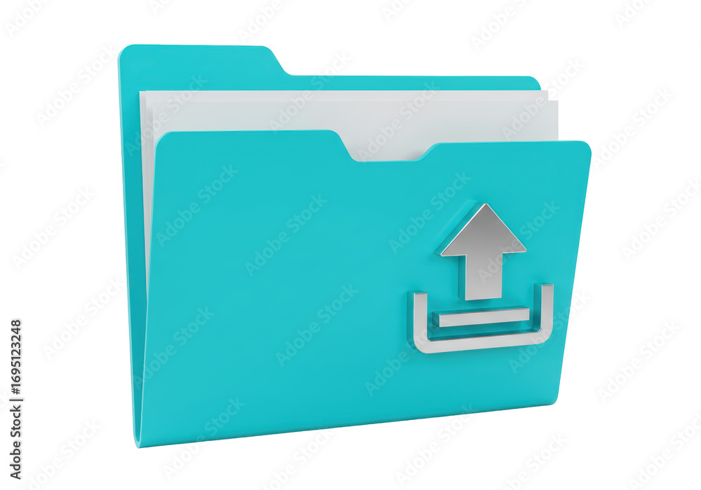Fototapete isolated document folder for storing file upload, with paper sheet and simple arrow symbol