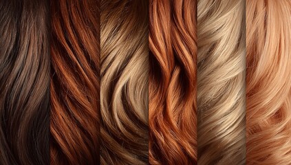 Naklejka premium Background of brown, blonde, and peach hair color swatches