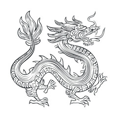 Fototapeta premium Intricate dragon design for cultural celebration and decoration. Vector hand drawn illustration