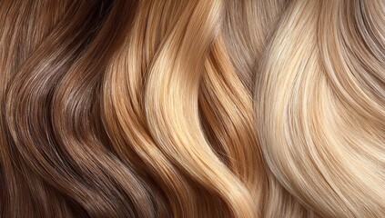 Naklejka premium Beautiful hair strands in warm browns, creamy whites, and pastel pinks, capturing diverse natural colors