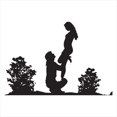 Whispers of Love in the Silhouette, black color  vector   , solide white colour background 